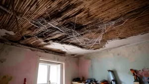 Sufit z trzciny remont